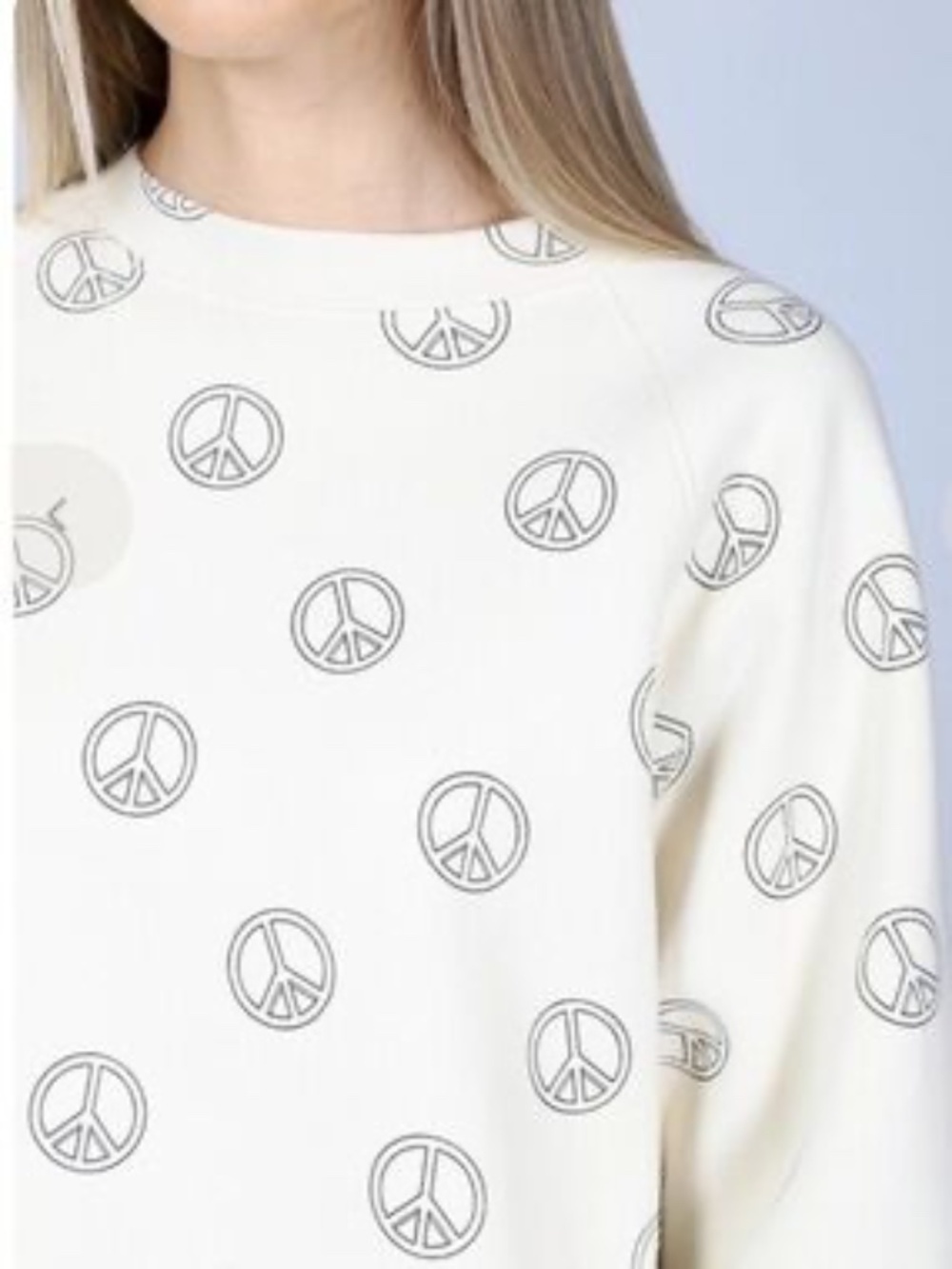 Brunette The Label Sweatshirt Peace Sign Cream Oversized S M Graphic Pullover